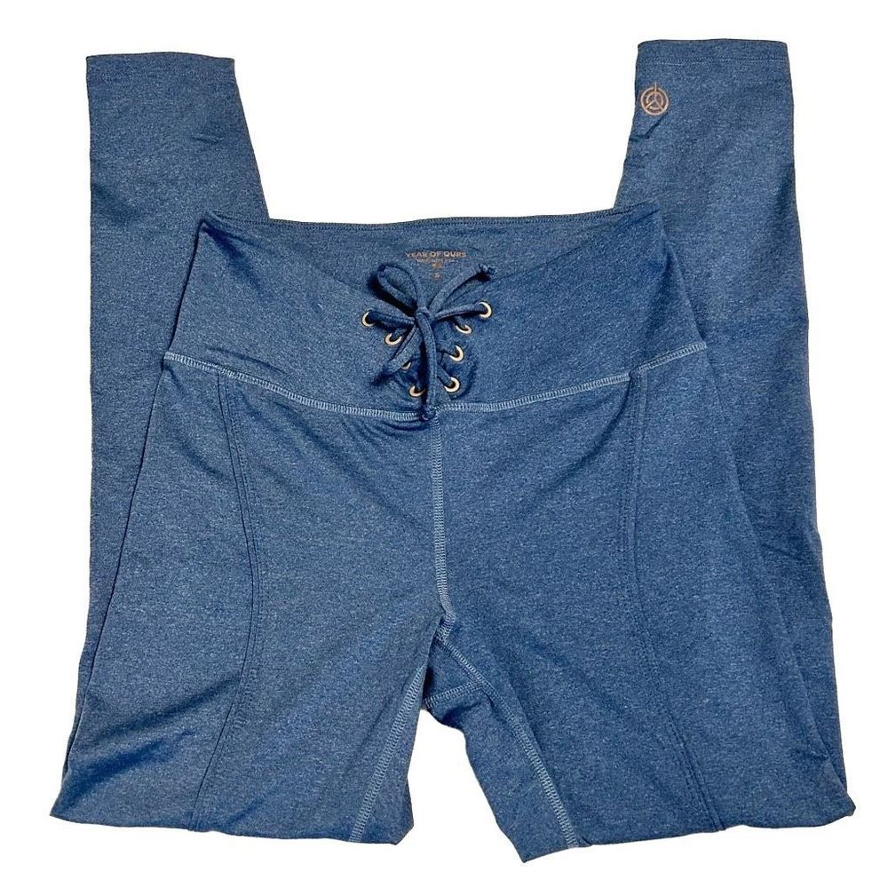 YEAR OF OURS Lace Up Blue Leggings - Size Small NWOT